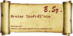 Breier Szofrónia névjegykártya